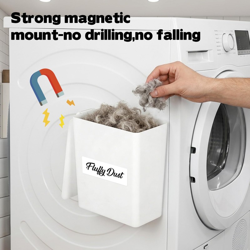 Rainmae Magnetic Laundry Lint Bin with Lid, Dryer Lint Bin,