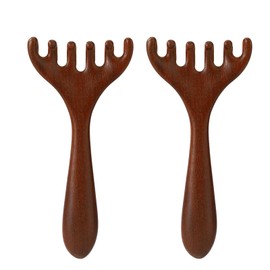 2pcs Wooden Massage Comb, Six-Claw Fishtail Scalp Massager for Eye Face Neck & Shoulder Manual Head Scraping Massager Tool for Men & Women