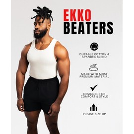Ekkovision Beaters, Men's Tank Tops, Cotton Spandex Blend Tanks for Men, Comfortable, Durable & Stylish Ribbed Fabric, Ideal Fit for Gym or Casual Wear, Single Pack, White, 2XLarge (Please Size UP)