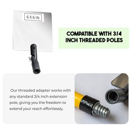 Extend A Vue - Flex Vue Inspection Mirror with Threaded Adapter, 6 inch x 6 inch