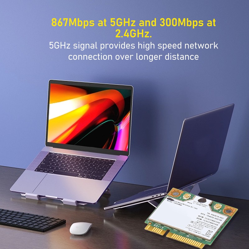 7260HMW Network Card 300Mbps 2.4GHz 867Mbps 5GHz BT4.0 Stable Safe