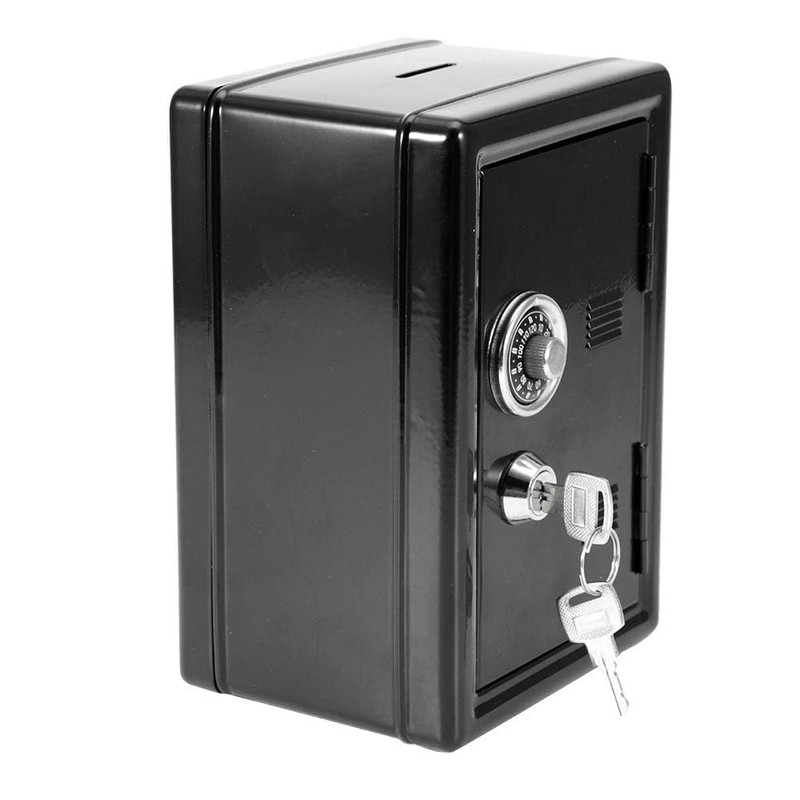 Safe Box Piggy Bank with Lock and Key, 7" H