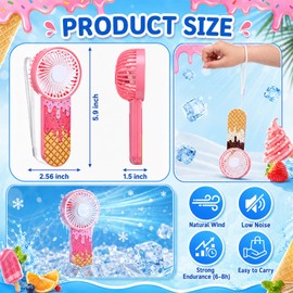 VIHOSE 12 Pcs Mini Handheld Fans Bulk Summer Ice Cream Drip Electric Portable Battery Operated Hand Held Fans with Lanyard for Team Gift Outdoor Sport Party Favors Battery Not Include