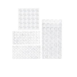 CASAMAX Silicone 165 Pcs Cabinet Door Bumpers Strong Assorted Pack Round, Square of various Diameter Self Adhesive Clear Cupboard Door Drawer Bumpers for Kitchen Cabinets Cutting Boards Picture Frames