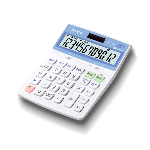 Casio DW-122CL-N Antibacterial Calculator, Desk Type, 12 Digits