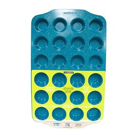 CasaWare Mini Muffin Pan 24 Cup Ceramic Coated Non-Stick (Blue Granite)