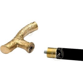 Nautical Gift Decor Walking Stick - Men Derby Canes and Wooden Walking Stick for Men and Women - 37" Brown Ebony Brass T Shape Handle in Golden Tone Natural Wood Unisex Black Cane