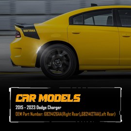 POPMOTORZ 2PCS White LED Side Marker Lights Assembly Compatible With 2015 2016 2017 2018 2019 2020 2021 2022 2023 Dodge Charger Rear Fender White LED Bumper Side Marker Lights Lamps Smoked Lens