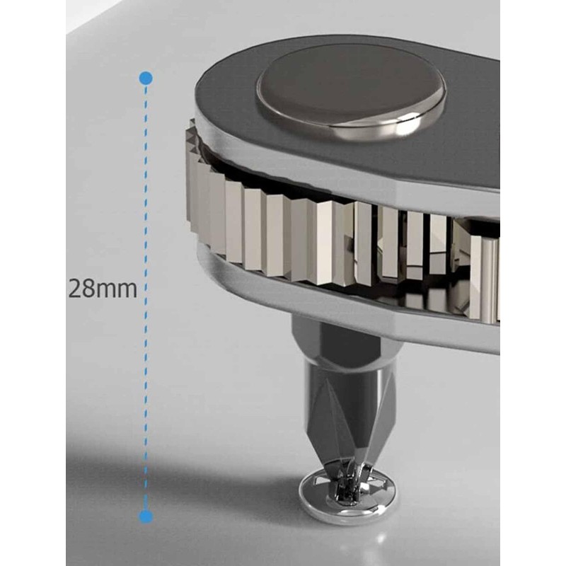 Right Angle Phillips Magnetic Screwdriver, 1/4” PH2 Mini Ratchet Wrench