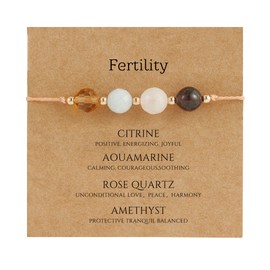 Fezodo Fertility Bracelets For Women, Natural Crystals and Gemstones Energy Healing Crystal Beaded Bracelet Christmas Valentines day Birthday Gift for Friends Women