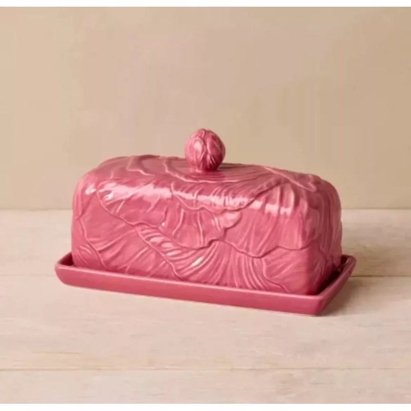 John Derian Stoneware Cabbage Butter Dish Pink John Derian For