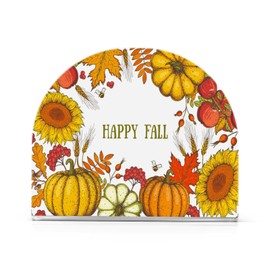 xigua Happy Fall Pumpkin Sunflower Autumn Leaves Napkin Holder for Tables – Napkin Holders for Kitchen, Table Napkin Holders, Cocktail Napkin Holder,Paper Napkins Holder