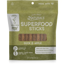 Dog Treat Naturals Duck & Apple Superfood Sticks for Dogs | All-Natural Premium Training Dog Treats | Contains Turmeric for Joint Health | Made with Real Duck & Apple | Made in USA | 10 Ounces