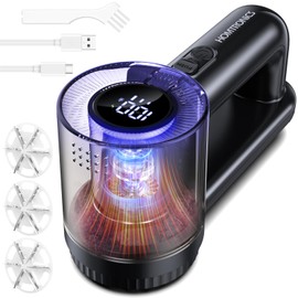 Homtronics Quita Pelusa para Ropa Recargable, [Gran Capacidad] 2000mAh Quitapelusas Electrico con 3 Velocidades Ajustables, Cuchilla de 6 Hojas, Pantalla LED, Perfecto para Ropa, Suéter, Sofá (Negro)