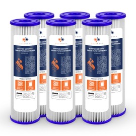 Aquaboon 20 Micron Pleated Sediment Filter Cartridge 10" x 2.5" Whole House Water Filter Replacement Compatible with WFPFC3002, WHKF-WHPL, 6-Pack