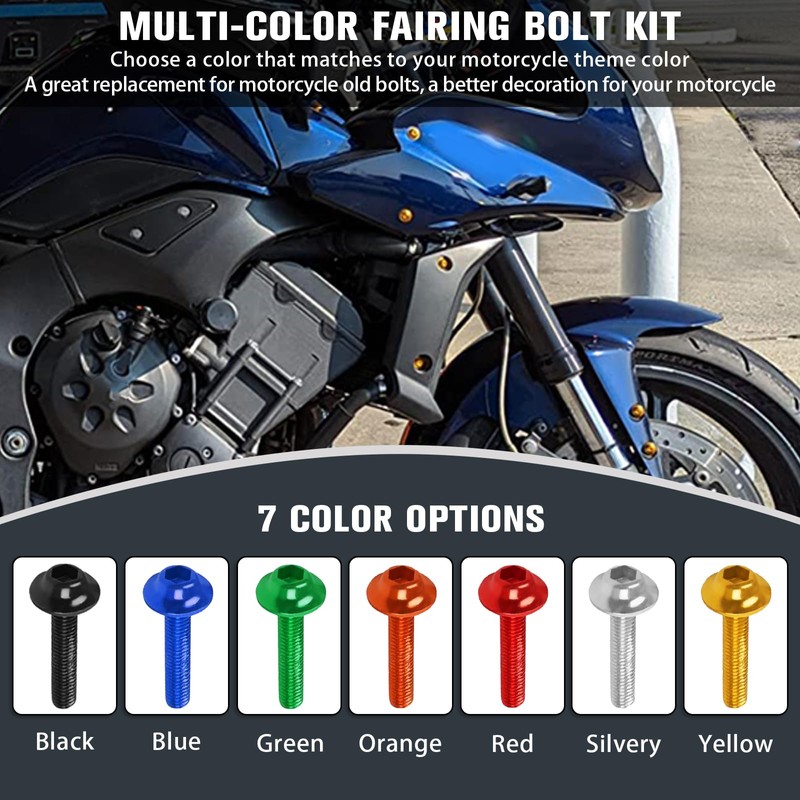 CHIFUN Motorcycle Fairing Bolt Kit, 195 Pcs M5 M6 Aluminum