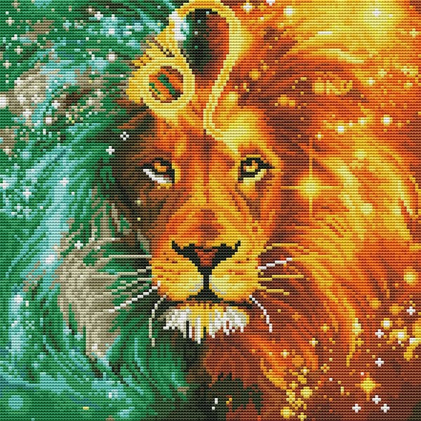 Amiiba Cross Stitch Set Pre-Printed for Adults Beginners Lion DIY