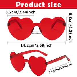 Heart Party Glasses, Pack of 8 Colours Party Glasses, Heart Shape Sunglasses, Retro Party Sunglasses, Fashion Glasses, Rimless Interesting Glasses, Hippie Glasses for Carnival, Photo Props (A)