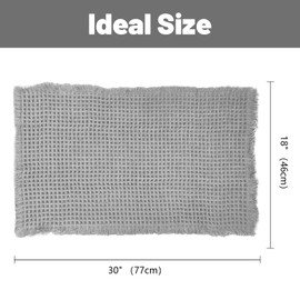 AIBIIN 18"x30" Grey Waffle Bath Mat Super Absorbent Non Slip Bathroom Rug Machine Washable Rubber Backed Bath Mats for Living Room Bathroom Doormat