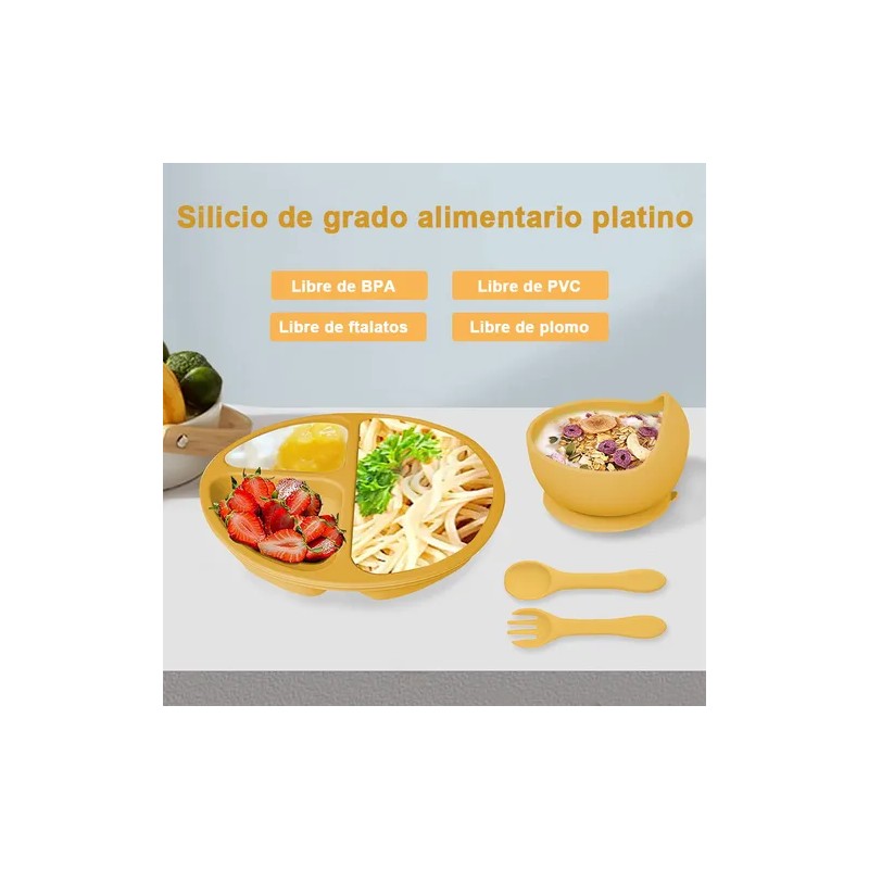 Juego De Alimentación De Silicona Antideslizante Para Bebés