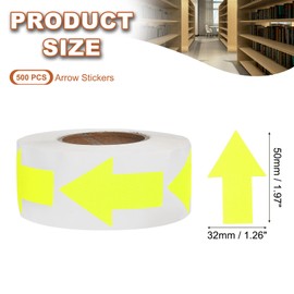 MECCANIXITY Arrow Stickers 1.97"x1.26", Directional Arrow Signs Fluorescent Marking Tapes for Office Marking Plans (Yellow, Pack of 500)