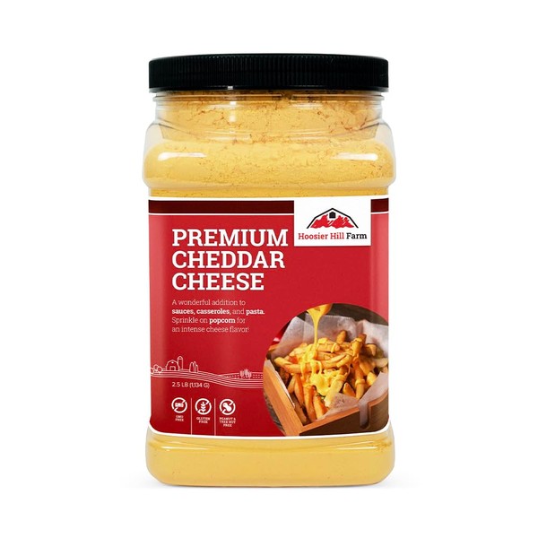 Premium Cheddar Cheese Powder, No artificial colors, by Hoosier Hill Farm, 2.5 LB ( Pack of 1)