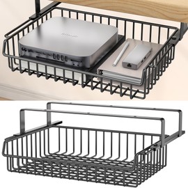 ENONCI Under Desk Drawer, Slide Out Design,No Drill Metal Under Desk Cable Management, Under Desk Storage Shelf Tray Basket Under Table Drawer Organizer for Office, Home, Workspace, Cabinet