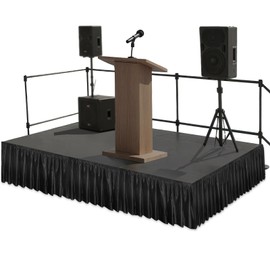 Black Stage Skirt Portable Wrinkle-Free Platform Skirting 16’ X 28” Satin Stage Skirting for Events, Wedding, Ceremony