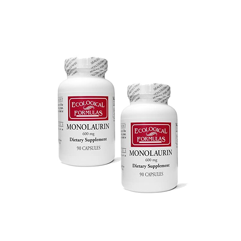 Ecological Formulas 600 mg Monolaurin - Two Individually Sealed Bottles