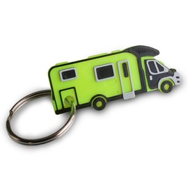 MaJoCompTec 3 x Key Fob Motorhome Camper Van Camper Van with Key Ring Nickel-Plated 26 mm (Type Partially Integrated Jumper, Neon Yellow), neon yellow