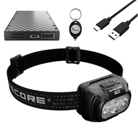 Outdoor Combo: Nitecore NU33 Triple Output USB-C Rechargeable Headlamp- 700 Lumens w/ NB10000 10,000mAh PowerCharger and Eco-Sensa Keychain Light