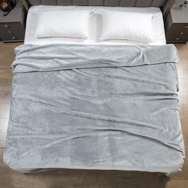 GonZalo GraCia. Silver Fleece Blanket Reversible Throw For Sofa 130x150cm Faux Fur Bed Blanket 400 GSM Winter Warm (Silver, Single)