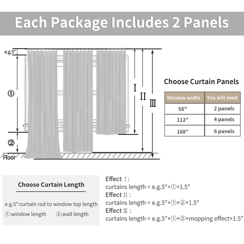 YoungsTex Short Natural Linen Curtains 45 Inch Length 2 Panels