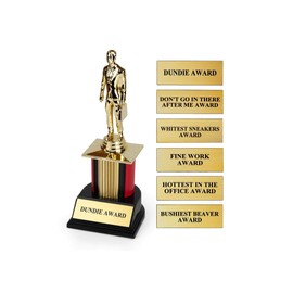 Toynk/Just Funky The Office Dundie Award - Trofeo de réplica | Host Your Own The Office Dundies Awards ceremonia | Incluye 6 placas de título intercambiables | Mide 8 pulgadas de alto