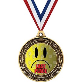 Last Place Gold Duo Medal, 3" Loser Gag Joke Prizes, Kids Funny Last Place Trophy Medal Awards 1 Pack