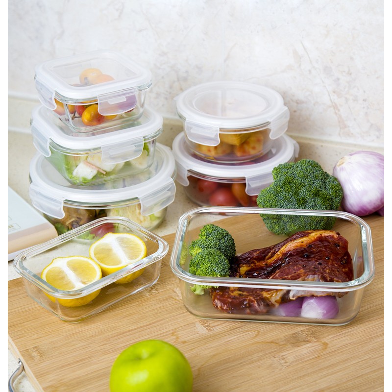 Bayco Glass Storage Containers with Lids, 9 Sets, Meal Prep