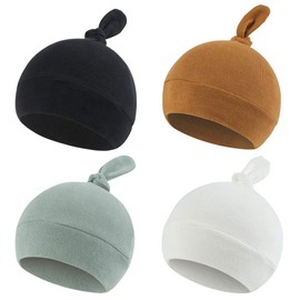 Newborn Hats for Boys Cotton Newborn Beanies Autumn Winter Infant Baby Girls Hat 0-12 Months (4PACK, S)