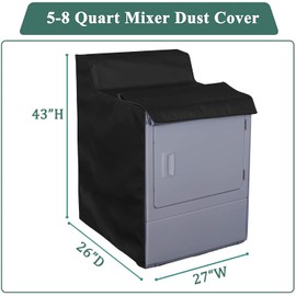 Washing Machine Covers Fit For Most Top-loading Washers/Dryers Washer Covers Waterproof Dustproof Sun-proof (W27*D26*H43in black)