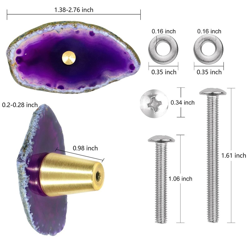 SUNYIK Pack of 4 Irregular Agate Slice Cabinet Knobs with