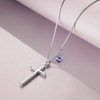 POPLYKE Sterling Silver Cross Pendant Necklace for Women February Birthstone