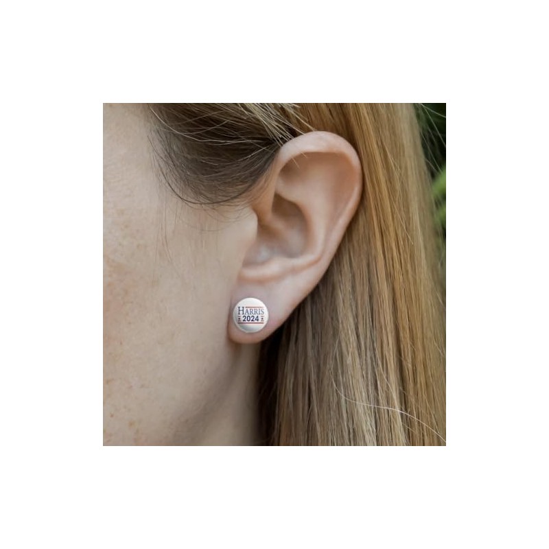 Kamala Harris 2024 Novelty Silver Plated Stud Earrings