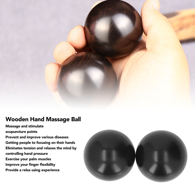 2pcs Hand Massage Ball Palm Relaxing Free Rotating Wooden Acupoint