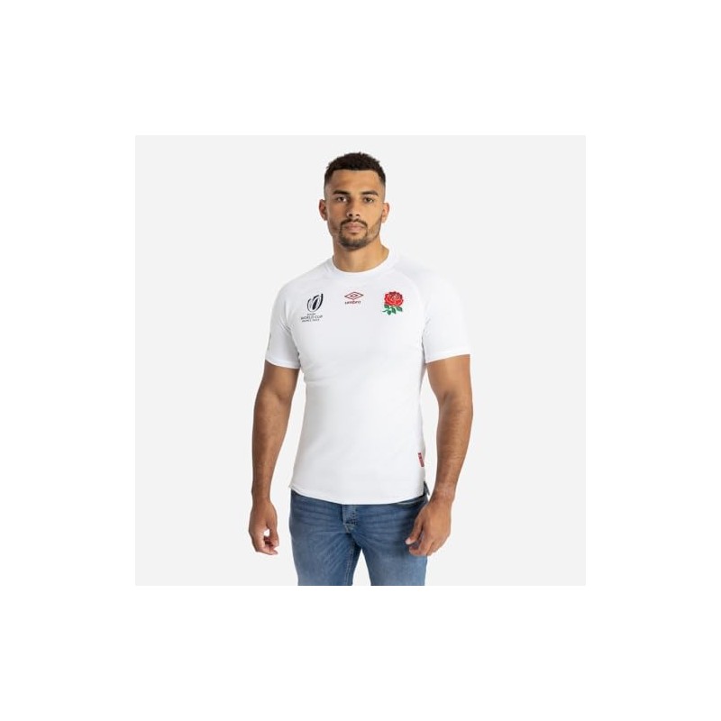 Umbro Mens England RWC2023 Rugby Home Shirt Adults Top White