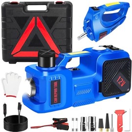 Gato Eléctrico 3 en 1 Hidráulico 5 Toneladas | Inflador Digital, Llave de Impacto 480NM, Luz LED, Kit de Emergencia, Para SUV y Sedán
