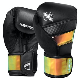 Hayabusa T3 Boxing Gloves for Men and Women Wrist and Knuckle Protection, Dual-X Hook and Loop Closure, Splinted Wrist Support, 5 Layer Foam Knuckle Padding - Black/Iridescent, 16 oz