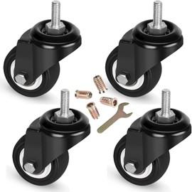 8T8 2 Inch Caster Wheels with Threaded Stem 5/16"-18x1(Screw Diameter 5/16", Length 1") Replacement Heavy Duty PU Casters for Cart Table Furniture, Mount Industrial Castors with Nuts Insert, Set of 4