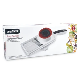 Zyliss E900040 Hand Held Food Slicer, Plastic/Stainless Steel, White/Red, Multi Function Veg Cutter and Slicer, Vegetable/Fruit, Julienne Slicer, Dishwasher Safe