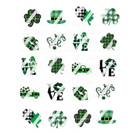 ST. Patrick's Day Buffalo Plaid WATERSLIDE Nail Decals
