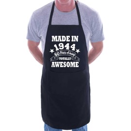 Print4U 80th Birthday Made In 1944 BBQ Cooking Funny Novelty Apron Black