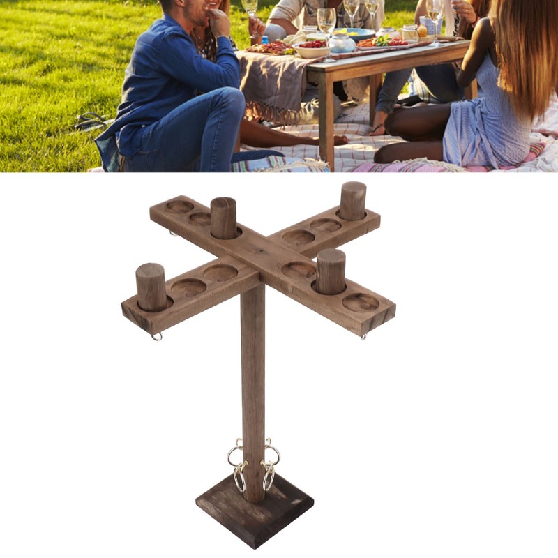 Hook and Ring Game for Four Players Wooden Hooks Fast